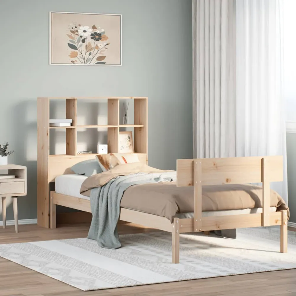 Cama com estante sem colchão 75x190 cm pinho maciço Tamanho Queen Size