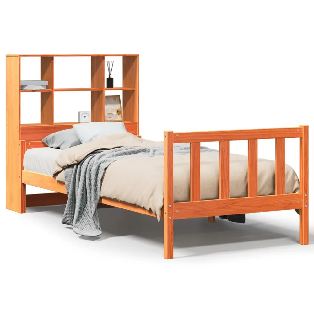 Cama com estante sem colchão 75x190 cm madeira maciç para Visitas Inesperadas
