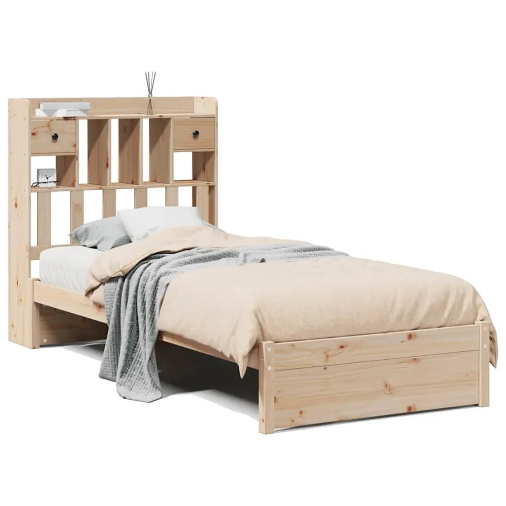 Cama com estante sem colchão 75x190 cm pinho maciço com Bomba Elétrica Inclusa
