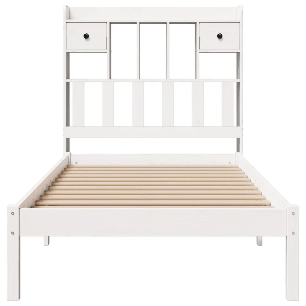 Cama com estante sem colchão 90x190 cm pinho maciço branco para Festas do Pijama