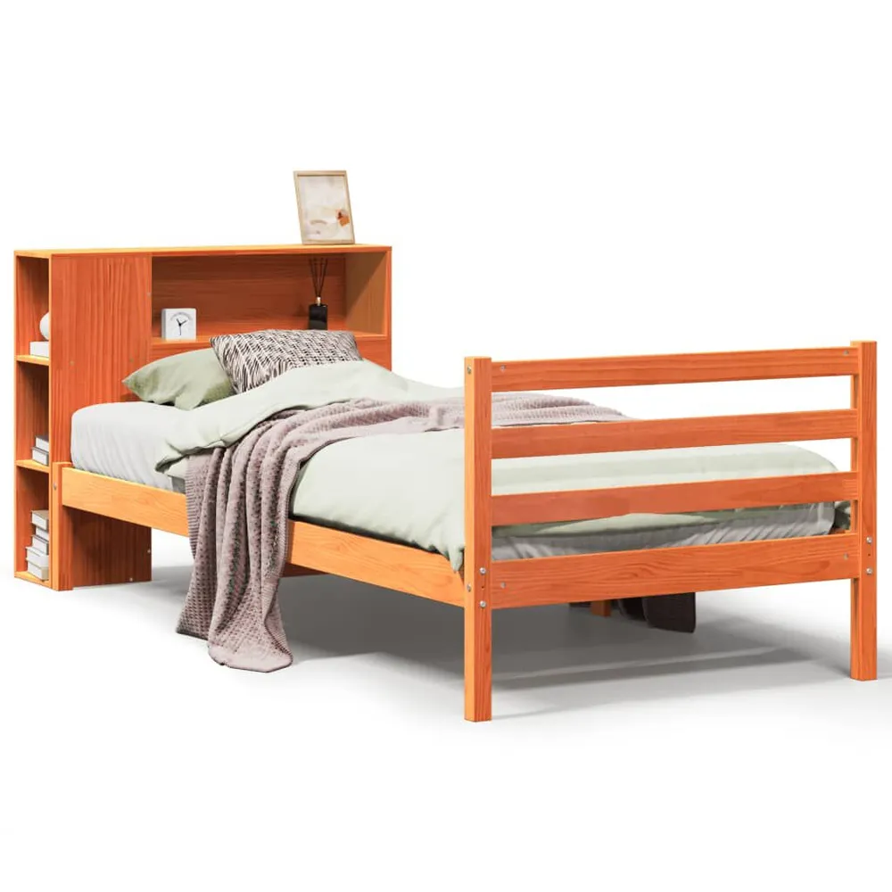Cama com estante sem colchão 90x190 cm madeira maciç para Adultos até 120kg