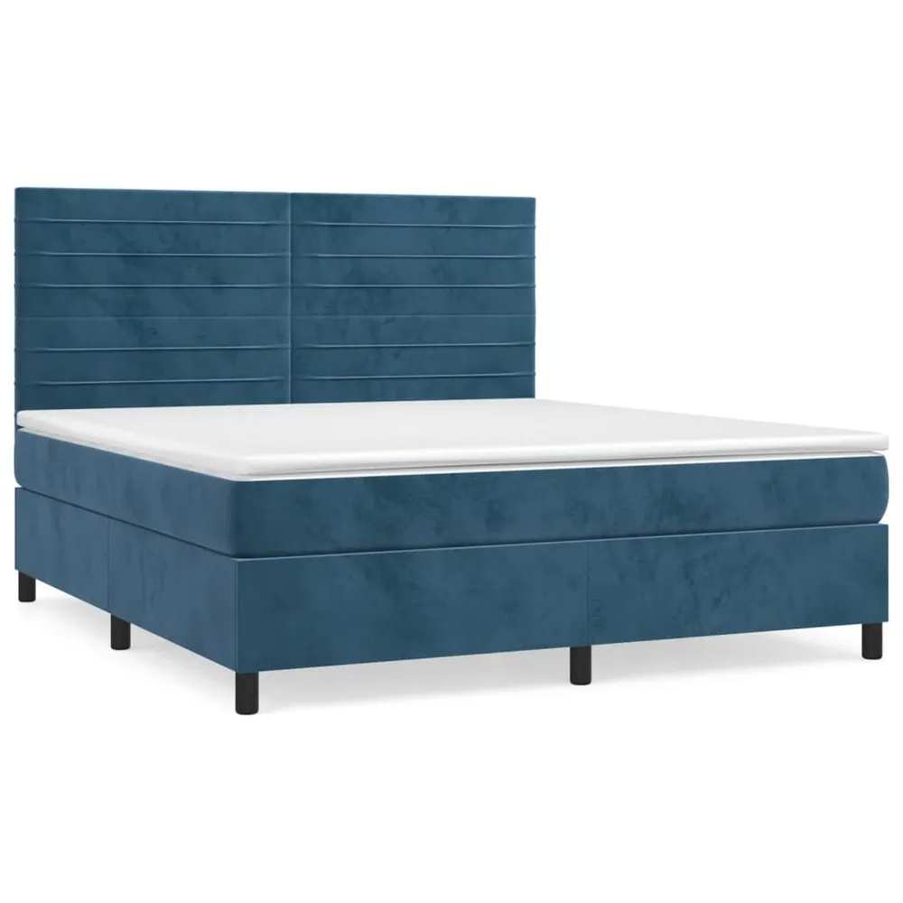 Cama com molasemcolchão 160x200 cm veludo azul-escuro em Tecido Resistente