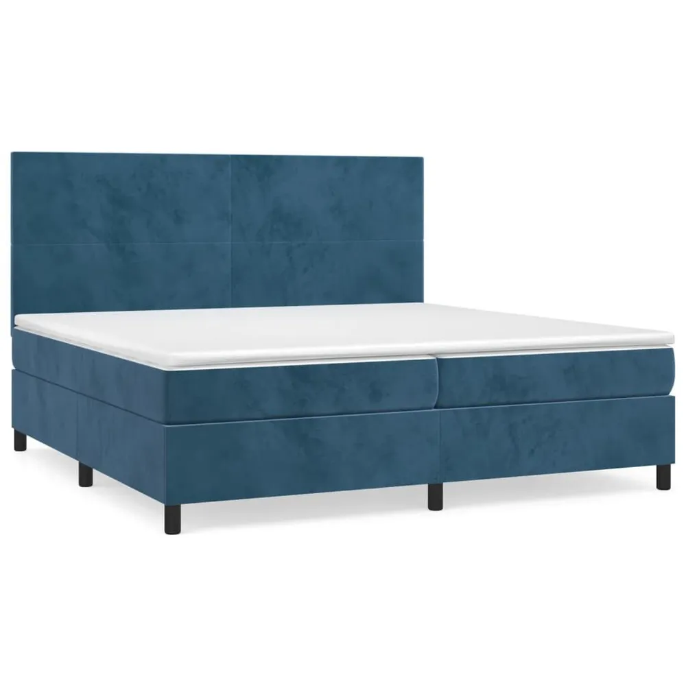 Cama com molasemcolchão 200x200 cm veludo azul-escuro Portátil e Dobrável