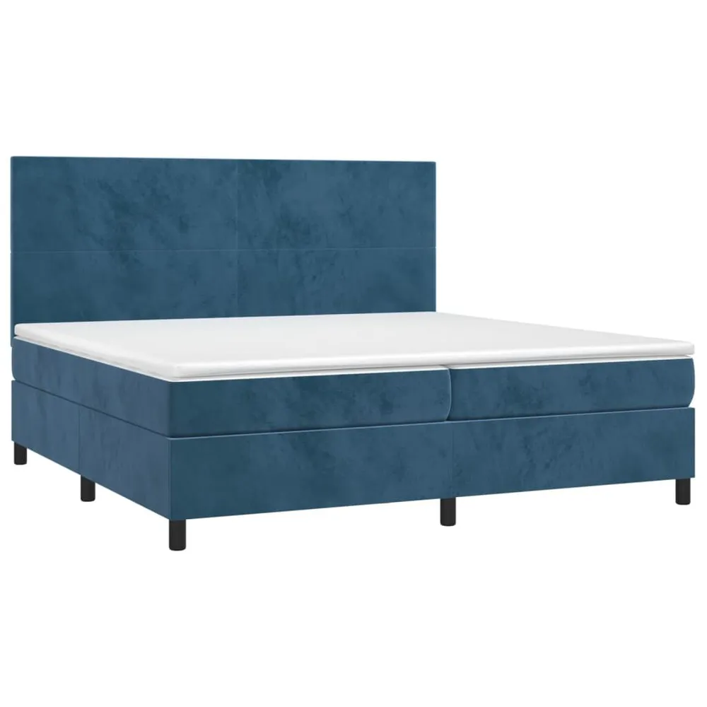 Cama com molasemcolchão 200x200 cm veludo azul-escuro Portátil e Dobrável