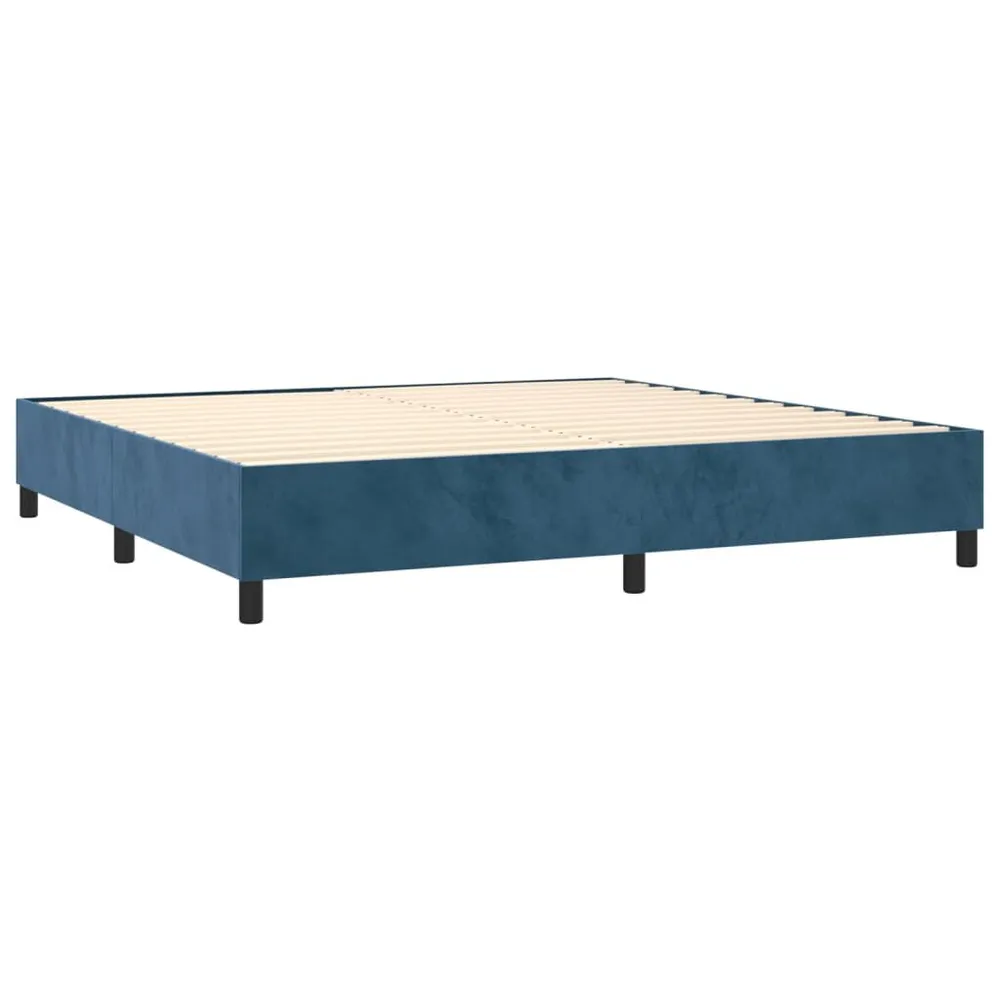 Cama com molasemcolchão 200x200 cm veludo azul-escuro Portátil e Dobrável