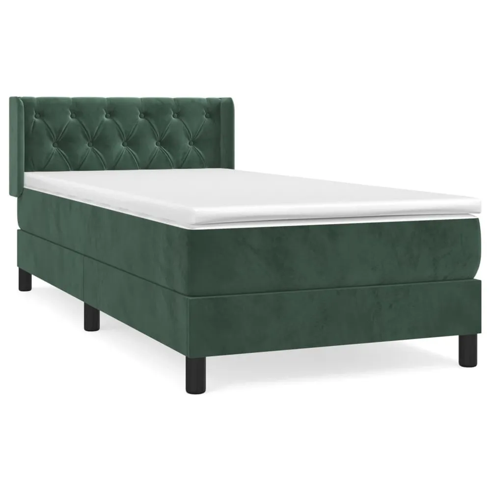 Cama com molasemcolchão 80x200 cm veludo verde-escuro Portátil e Dobrável