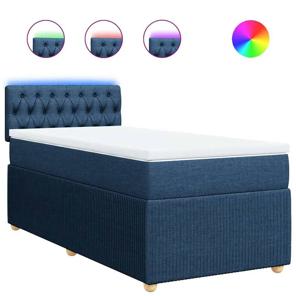 Cama com molasemcolchão 90x190 cm tecido azul com Bomba Integrada