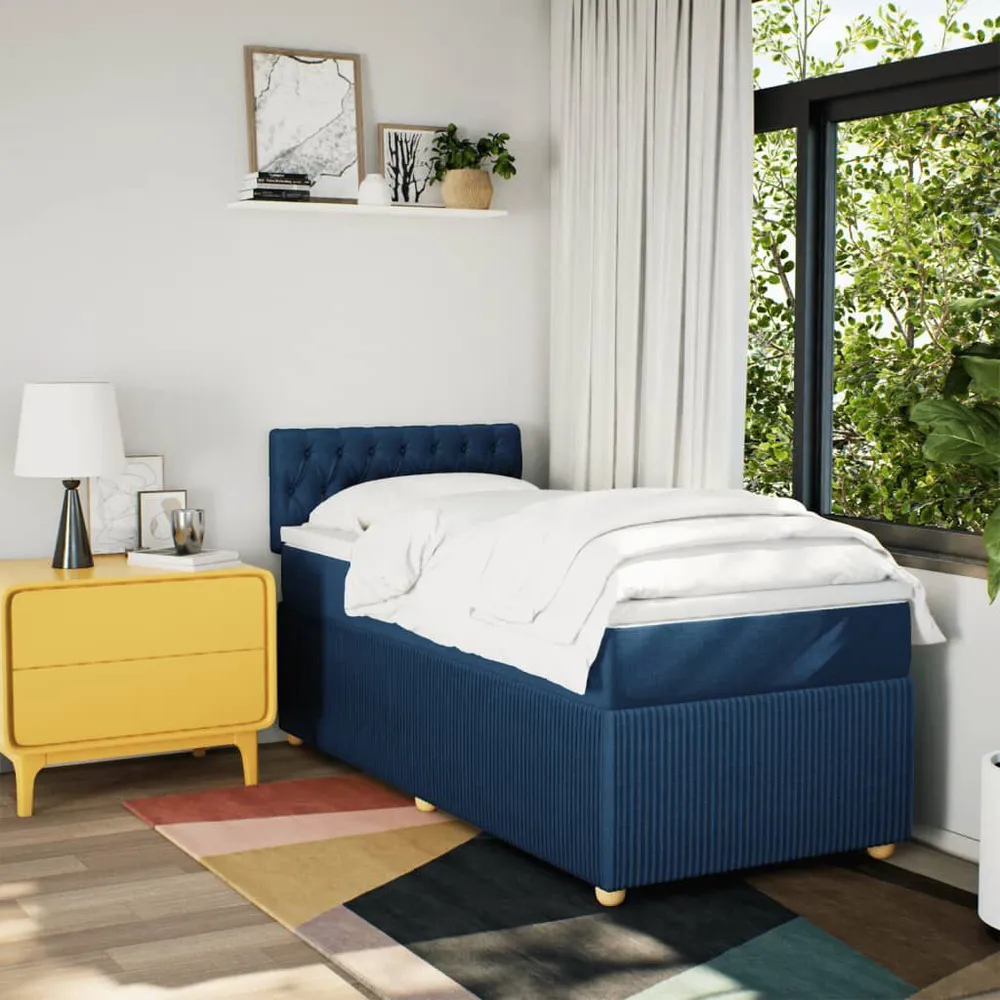 Cama com molasemcolchão 90x190 cm tecido azul com Bomba Integrada