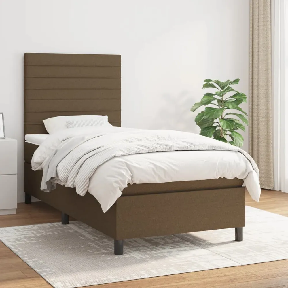 Cama com molasemcolchão 90x190 cm tecido castanho-escuro para Adultos até 120kg