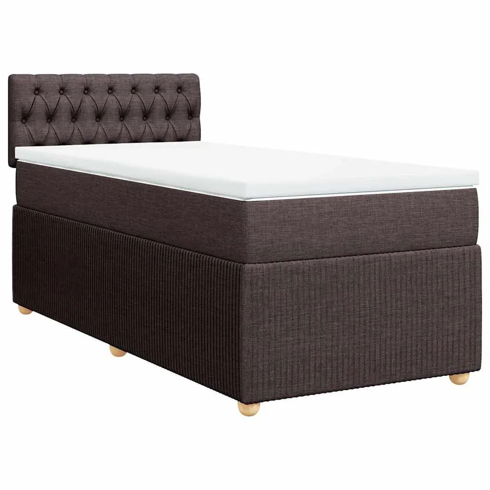 Cama com molasemcolchão 90x200 cm tecido castanho-escuro Portátil e Dobrável