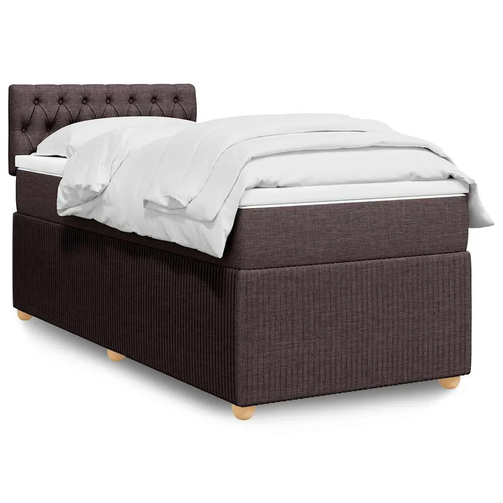 Cama com molasemcolchão 90x200 cm tecido castanho-escuro Portátil e Dobrável