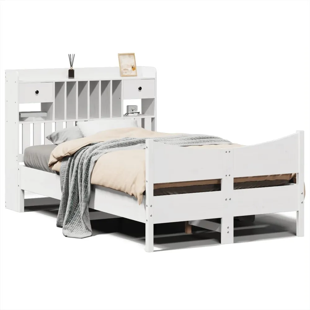 Cama sem colchão 135x190 cm madeira de pinho maciç branco para Festas do Pijama