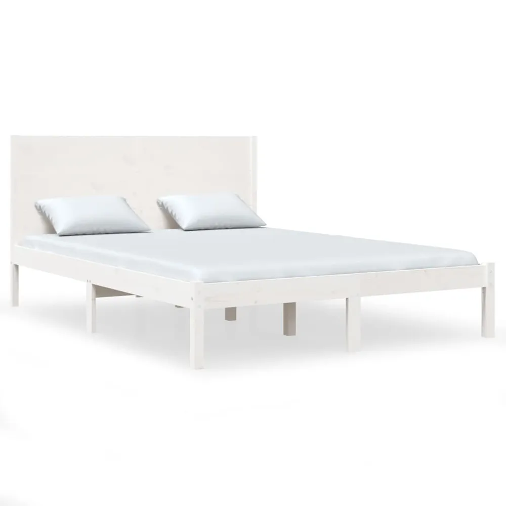 Cama sem colchão 140x190 cm madeira de pinho maciç branco Portátil e Dobrável