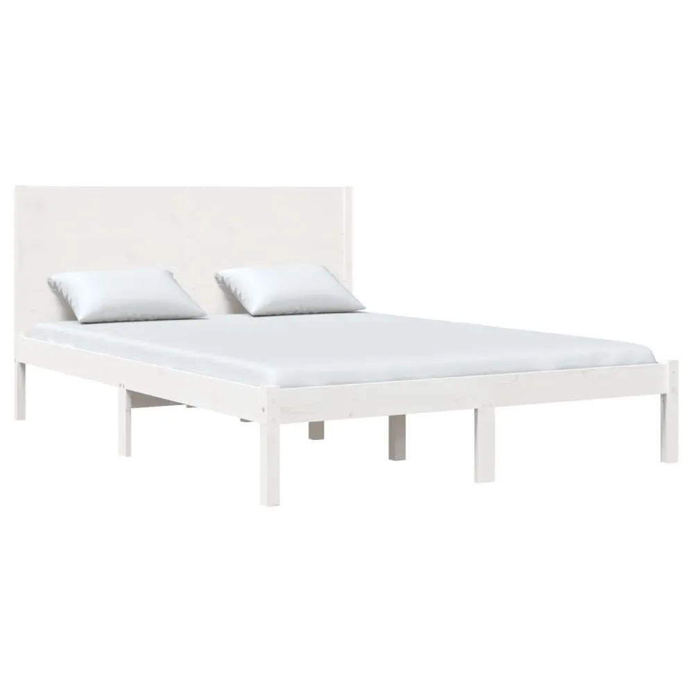 Cama sem colchão 140x190 cm madeira de pinho maciç branco Portátil e Dobrável