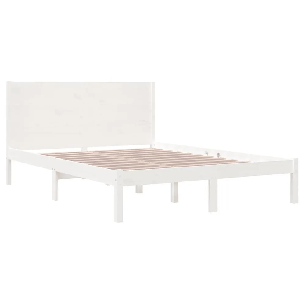 Cama sem colchão 140x190 cm madeira de pinho maciç branco Portátil e Dobrável