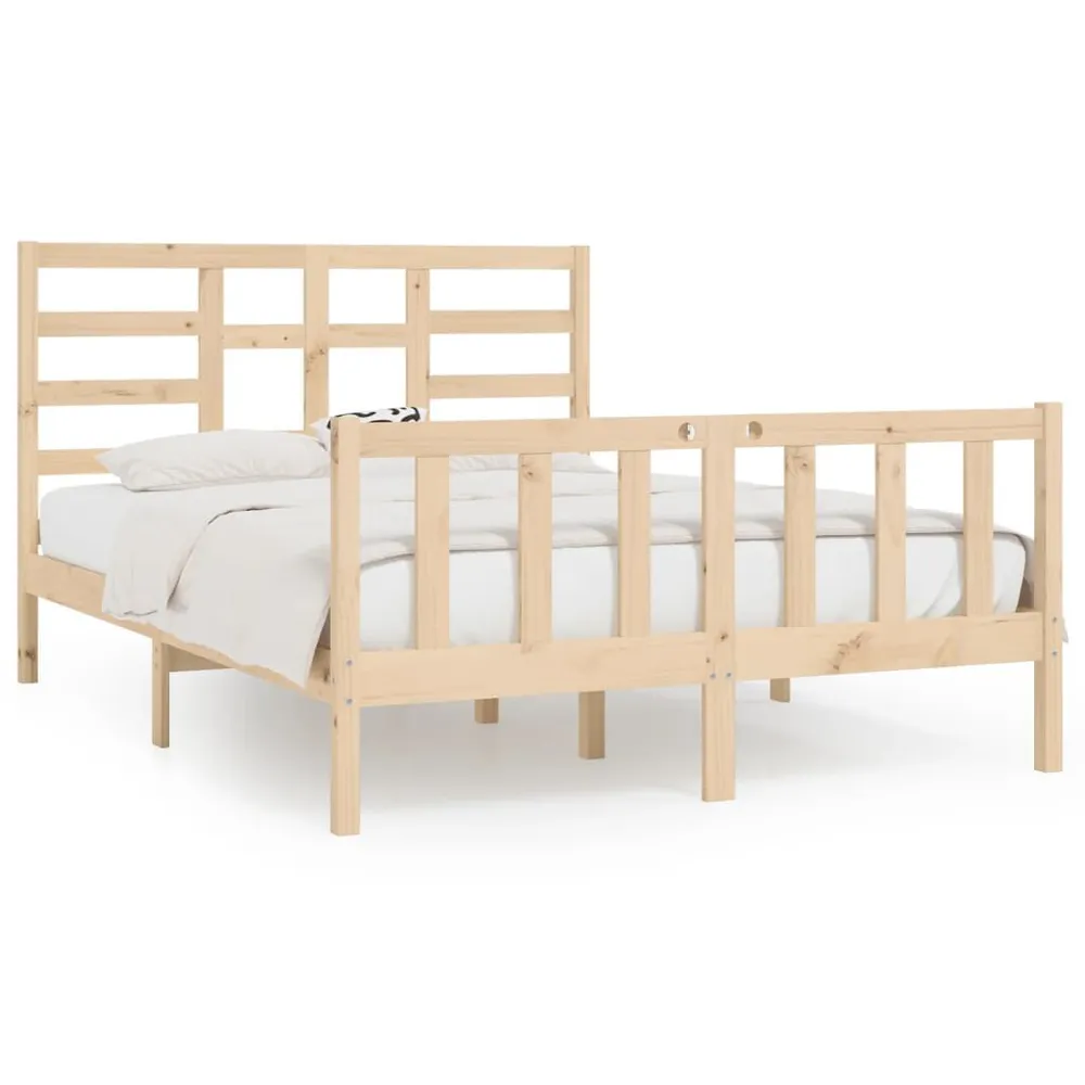 Cama sem colchão 140x200 cm madeira de pinho maciç com Camada de Flocado