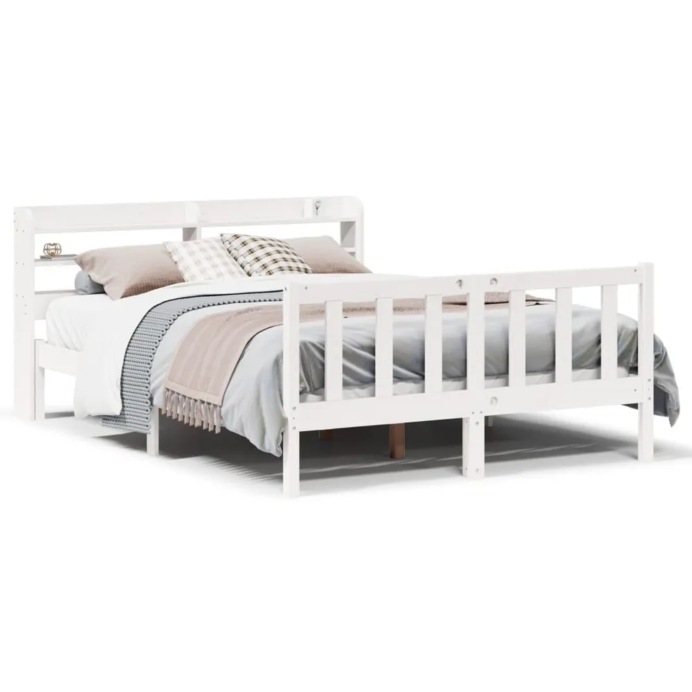 Cama sem colchão 140x200 cm madeira de pinho maciç branco para Festas do Pijama
