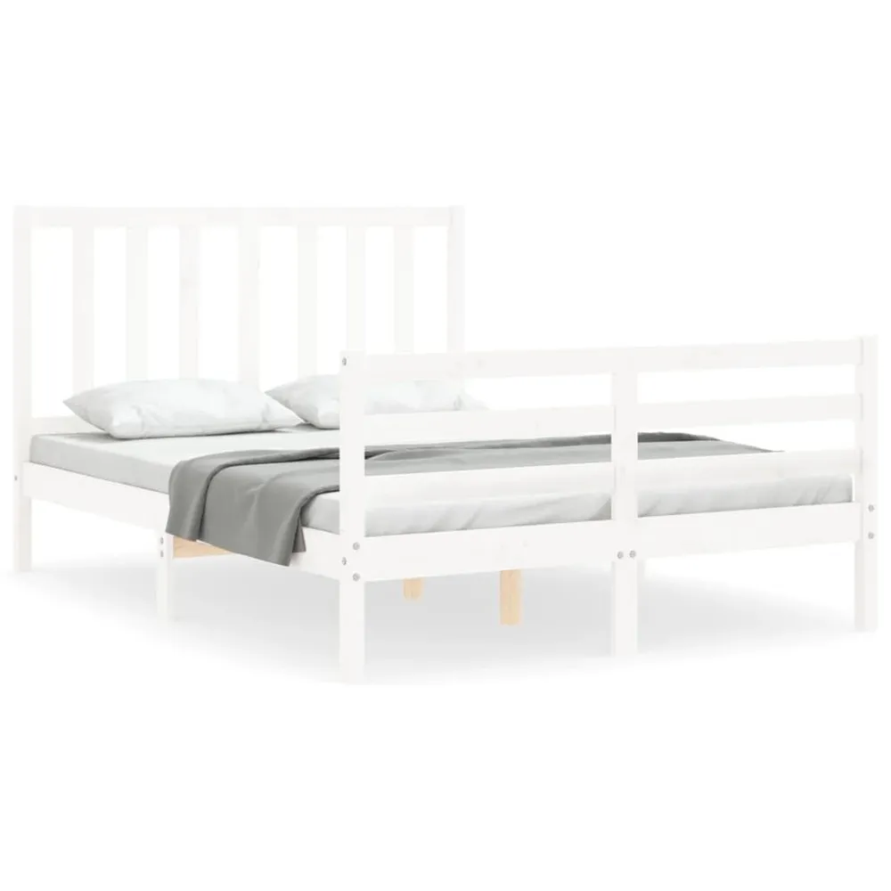 Cama sem colchão 140x200 cm madeira de pinho maciç branco Altura 20 cm