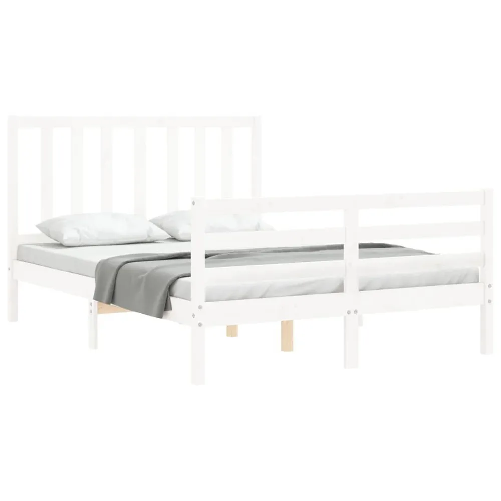 Cama sem colchão 140x200 cm madeira de pinho maciç branco Altura 20 cm