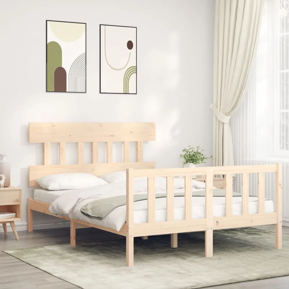 Cama sem colchão 140x200 cm madeira de pinho maciç com Camada de Flocado