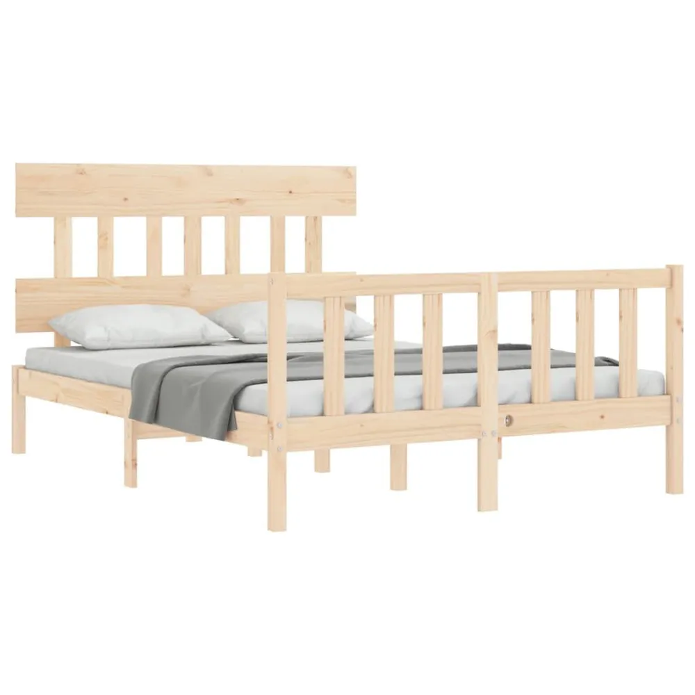 Cama sem colchão 140x200 cm madeira de pinho maciç com Camada de Flocado