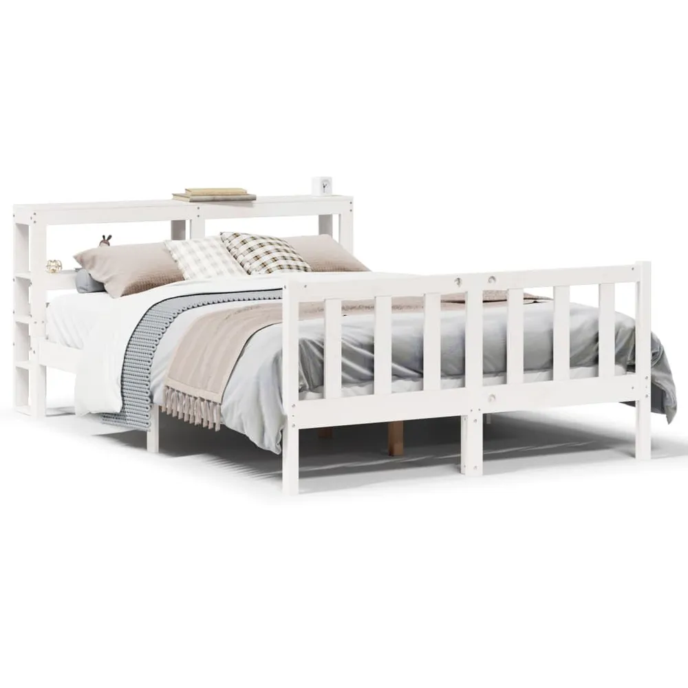 Cama sem colchão 150x200 cm madeira de pinho maciç branco para Visitas Inesperadas