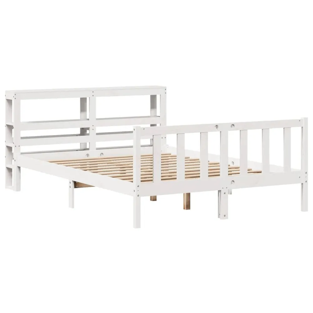 Cama sem colchão 150x200 cm madeira de pinho maciç branco para Visitas Inesperadas