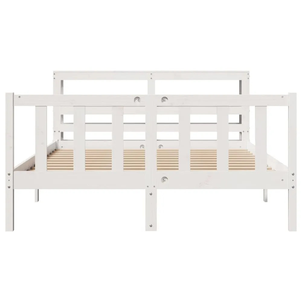 Cama sem colchão 150x200 cm madeira de pinho maciç branco para Visitas Inesperadas