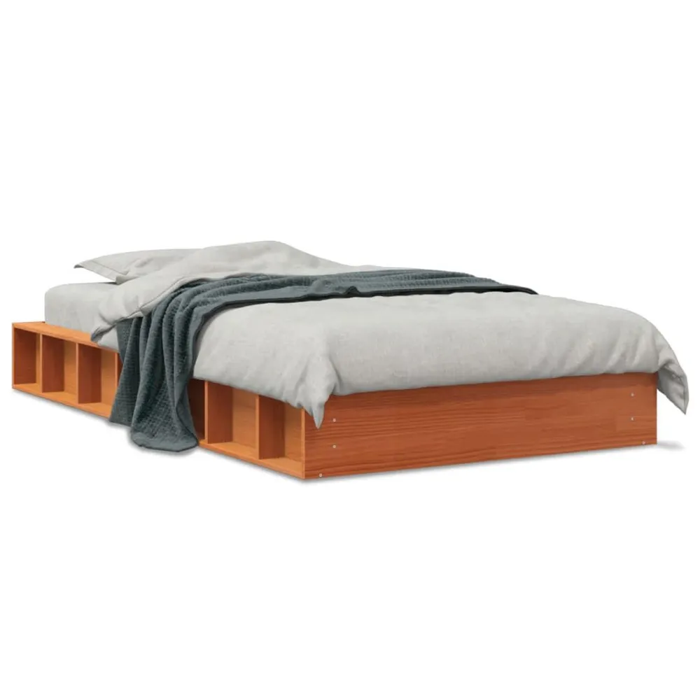 Cama sem colchão 75x190 cm madeira de pinho maciç castanho-mel para Camping e Trilhas