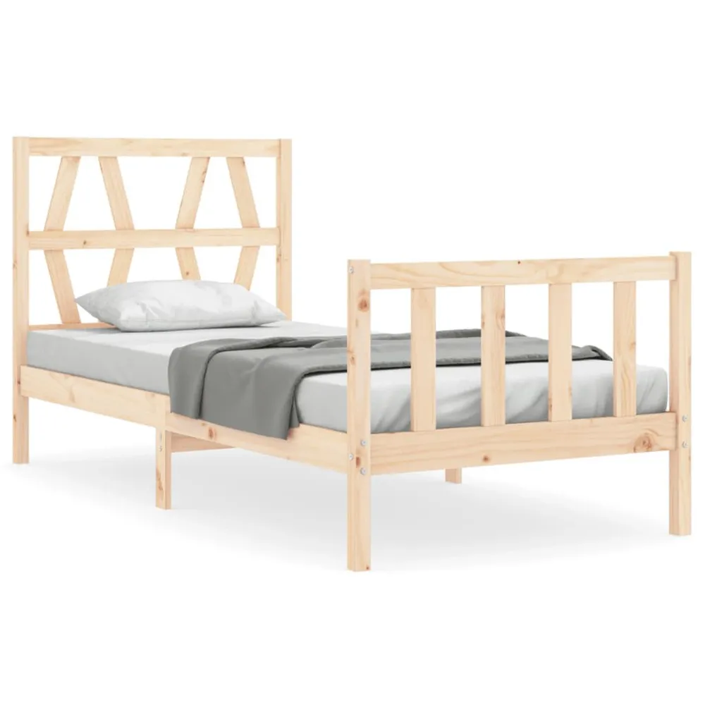 Cama sem colchão 90x200 cm madeira de pinho maciç (Com Capa Removível)