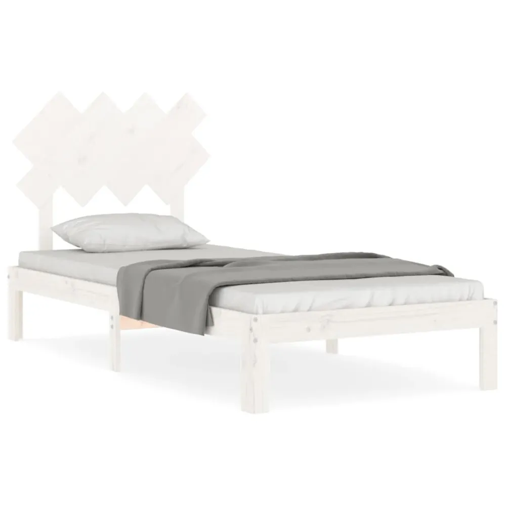 Cama sem colchão 90x200 cm madeira de pinho maciç branco (Com Capa Removível)