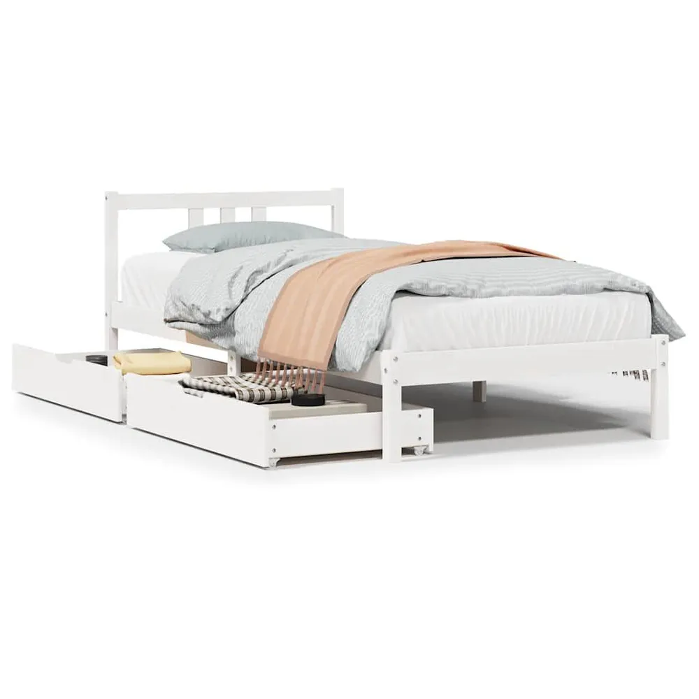Cama sem colchão 90x200 cm madeira de pinho maciç branco para Festas do Pijama