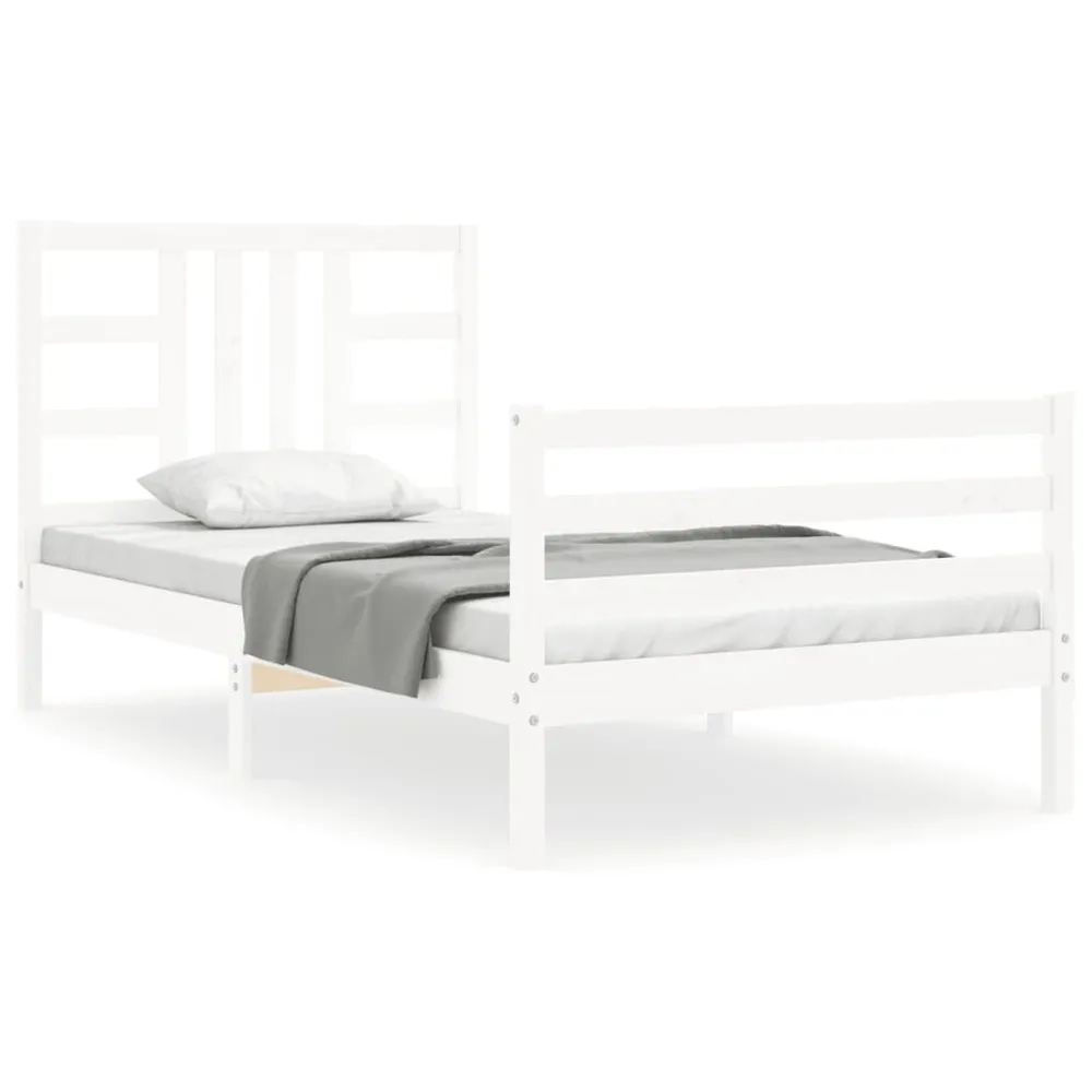 Cama sem colchão 90x200 cm madeira de pinho maciç branco em Tecido Resistente