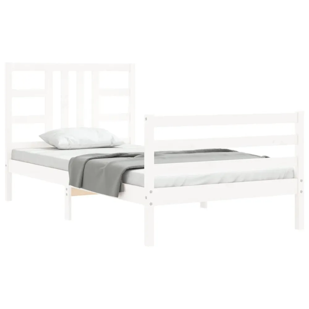 Cama sem colchão 90x200 cm madeira de pinho maciç branco em Tecido Resistente