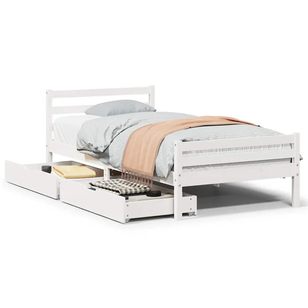 Cama sem colchão 90x200 cm madeira de pinho maciç branco para Festas do Pijama