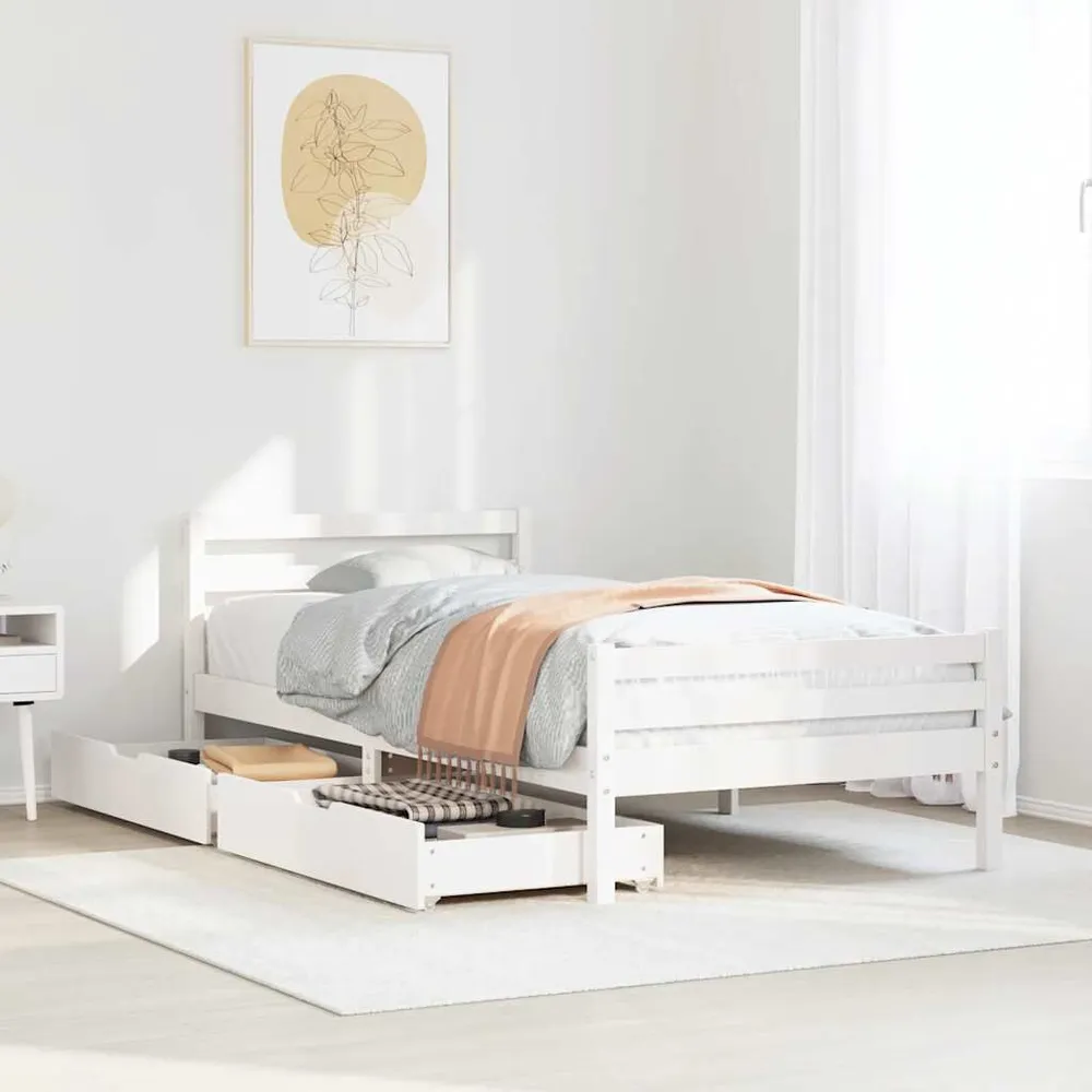 Cama sem colchão 90x200 cm madeira de pinho maciç branco para Festas do Pijama