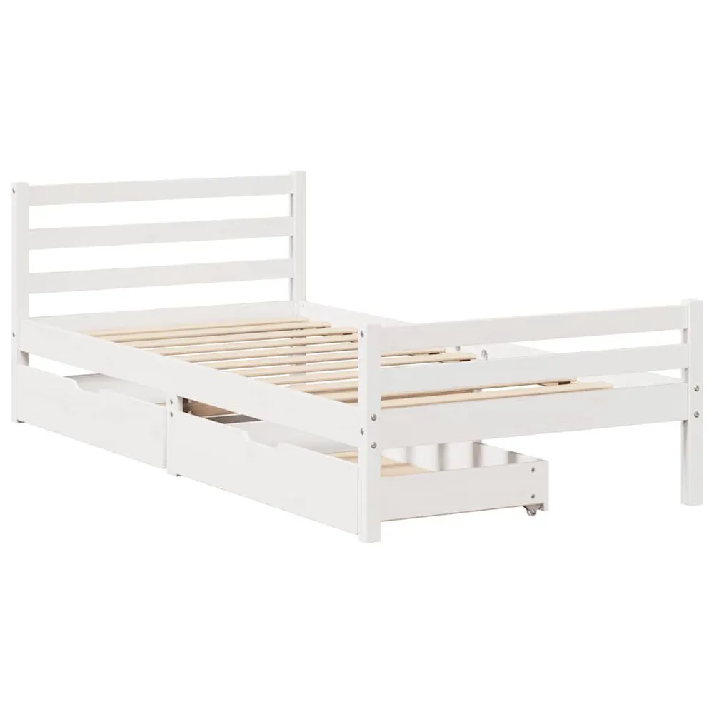Cama sem colchão 90x200 cm madeira de pinho maciç branco para Festas do Pijama