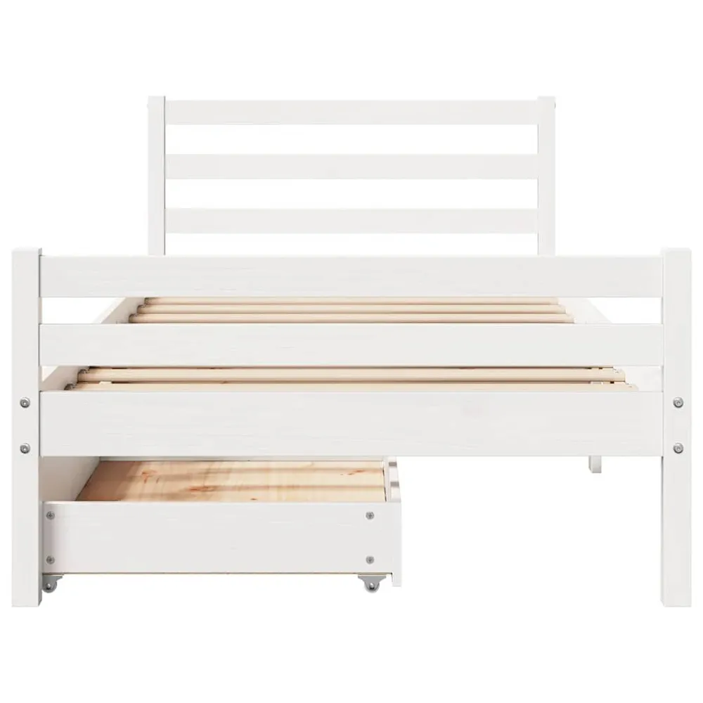 Cama sem colchão 90x200 cm madeira de pinho maciç branco para Festas do Pijama