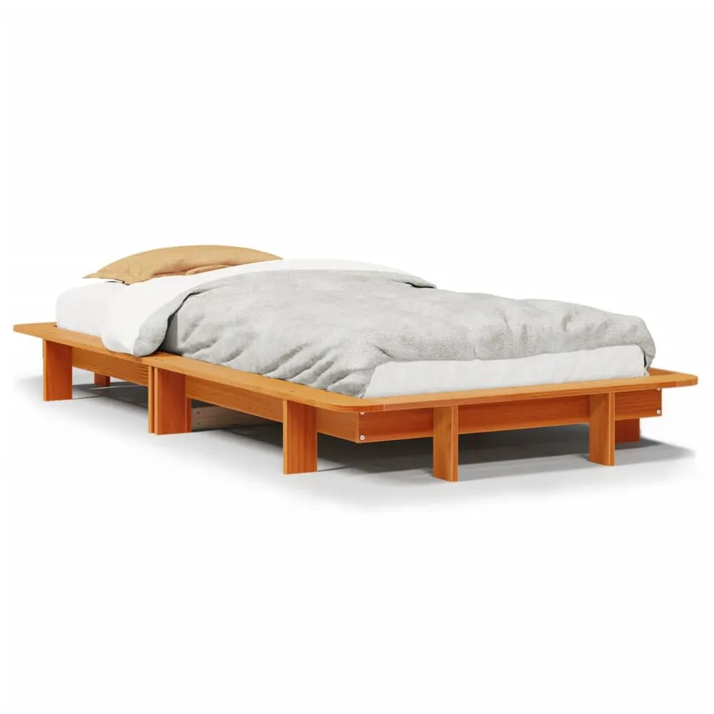 Cama sem colchão 90x200 cm pinho maciço castanho-mel Altura 20 cm