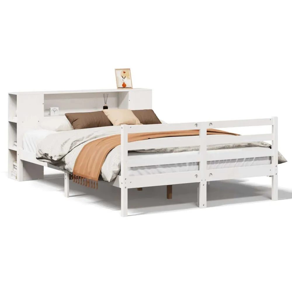 Certificado Anti-Alérgico Cama com estante sem colchão 135x190 cm pinho maciço branco