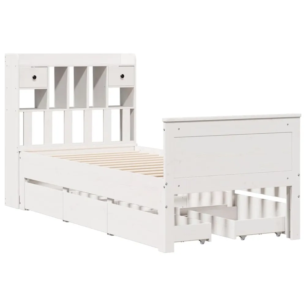 Certificado Anti-Alérgico Cama com estante sem colchão 90x190 cm pinho maciço branco