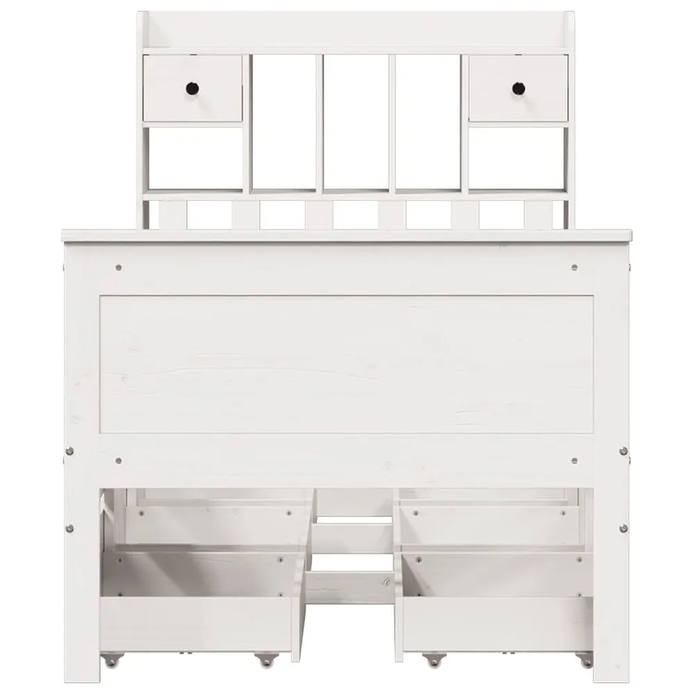 Certificado Anti-Alérgico Cama com estante sem colchão 90x190 cm pinho maciço branco