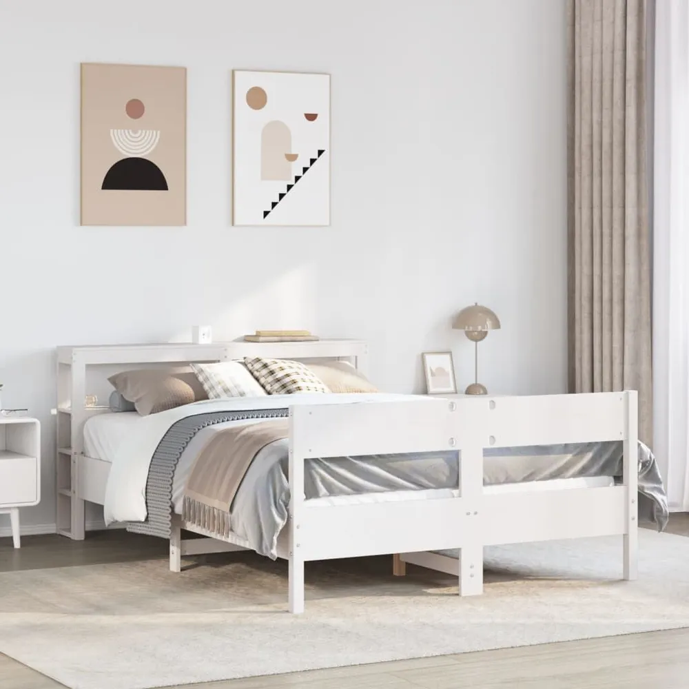 Certificado Anti-Alérgico Cama sem colchão 140x190 cm madeira de pinho maciç branco