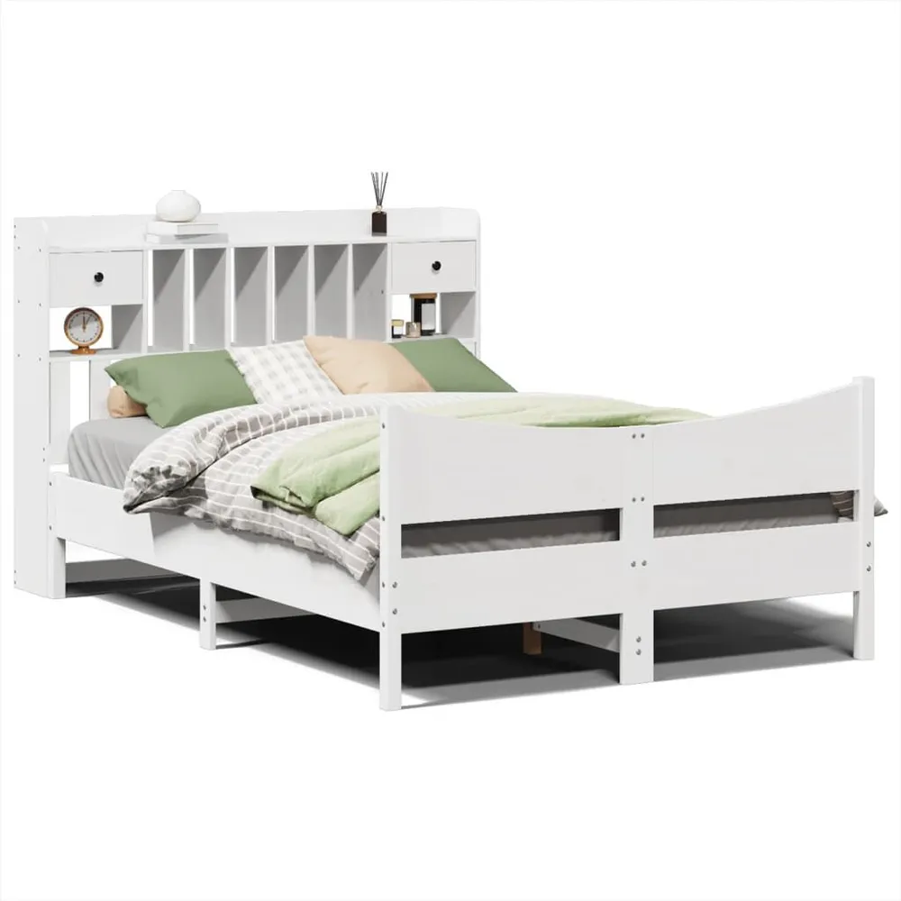 Certificado Anti-Alérgico Cama sem colchão 140x200 cm madeira de pinho maciç branco