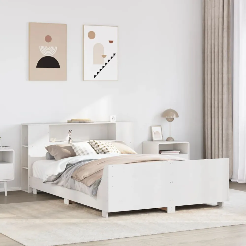 Certificado Anti-Alérgico Cama sem colchão 150x200 cm madeira de pinho maciç branco