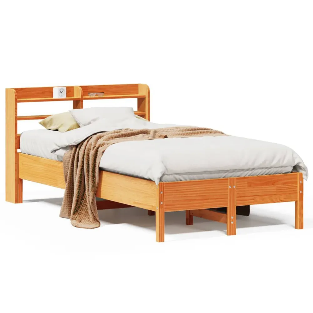 Certificado Anti-Alérgico Cama sem colchão 75x190 cm madeira de pinho maciç castanho-mel