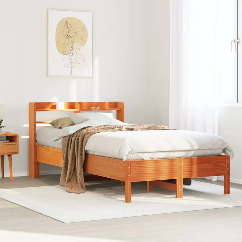 Certificado Anti-Alérgico Cama sem colchão 75x190 cm madeira de pinho maciç castanho-mel