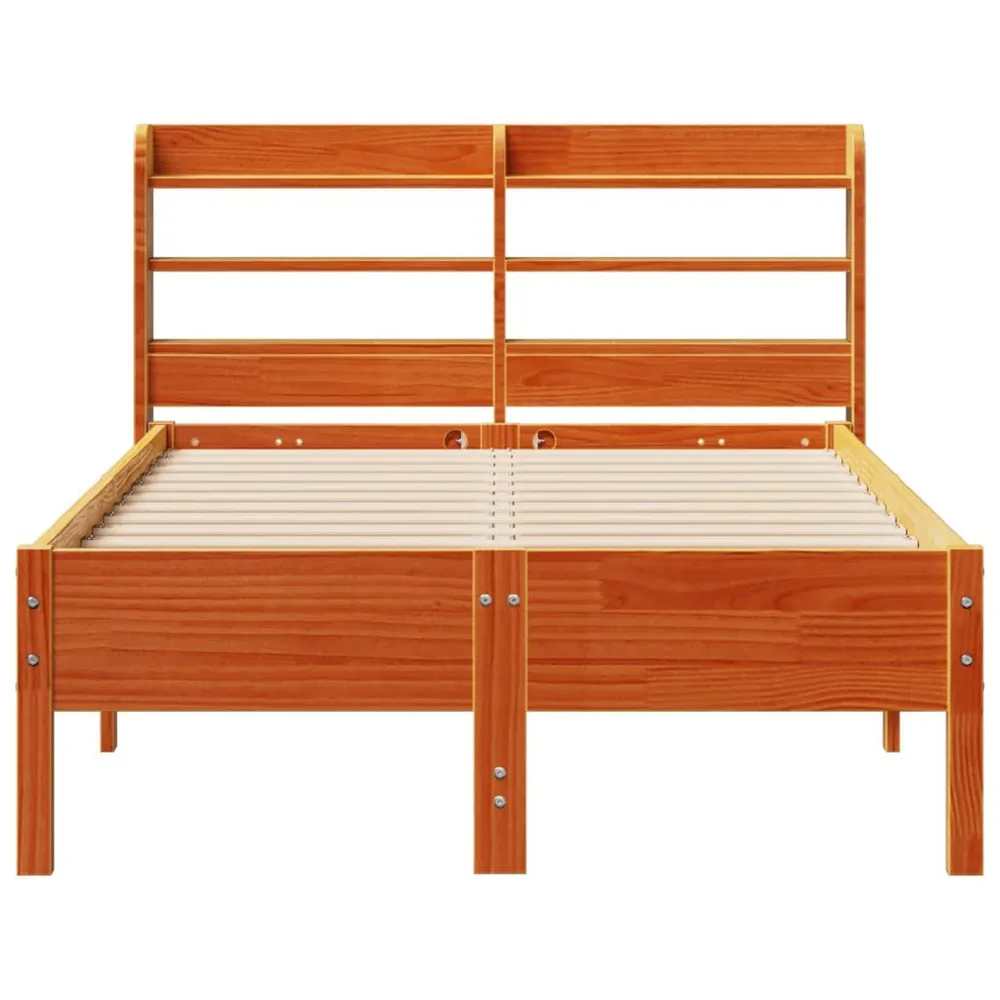 Certificado Anti-Alérgico Cama sem colchão 75x190 cm madeira de pinho maciç castanho-mel