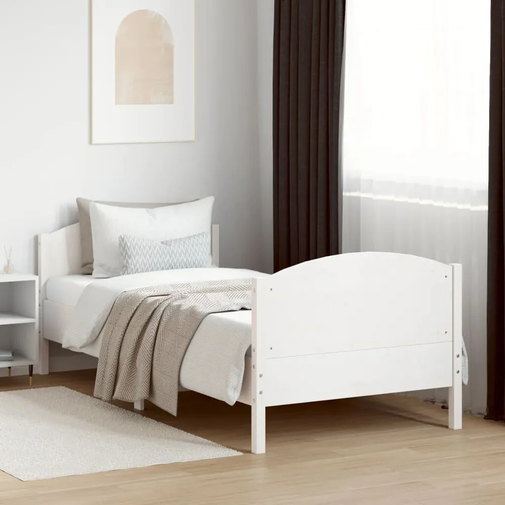 Certificado Anti-Alérgico Cama sem colchão 90x190 cm madeira de pinho maciç branco