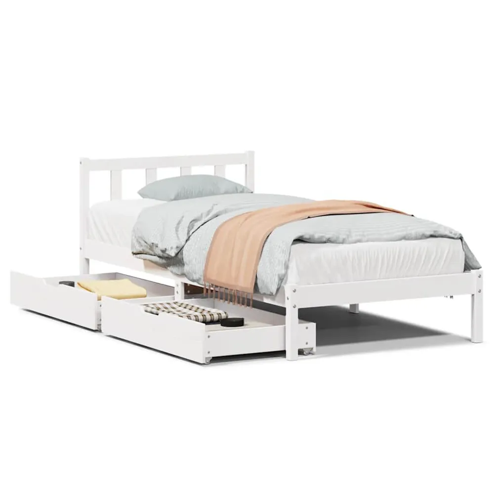 Certificado Anti-Alérgico Cama sem colchão 90x200 cm madeira de pinho maciç branco